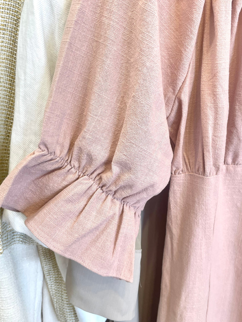 Sweet Pink Blossom Puff Sleeve Dress