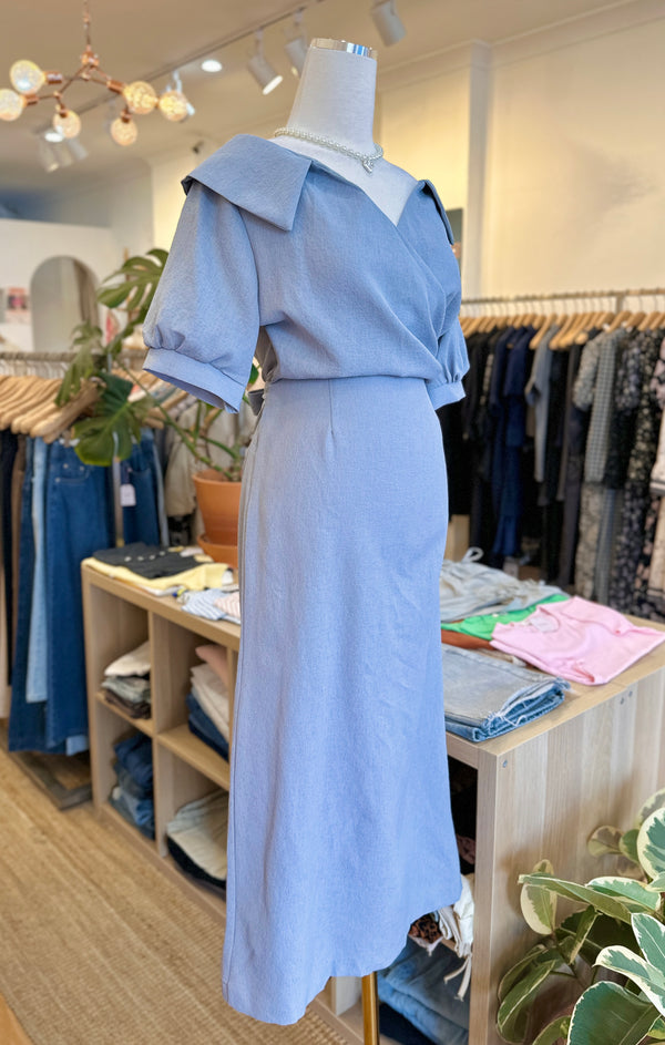 Enchanté Blue Grey Couture Dress