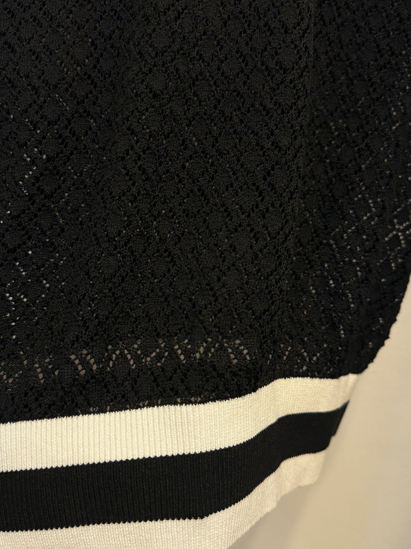 Black Knit Lace Polo Shirt