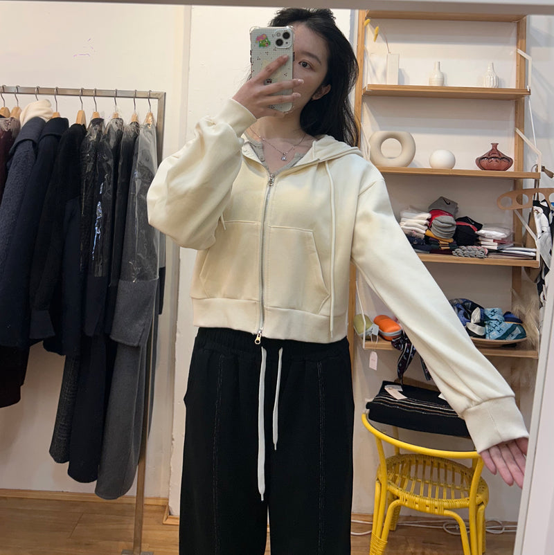 Zip-Up Cropped Hoodie