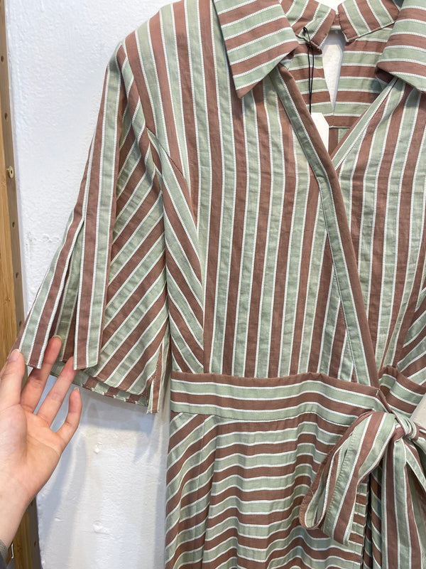 Green and Brown Striped Dress