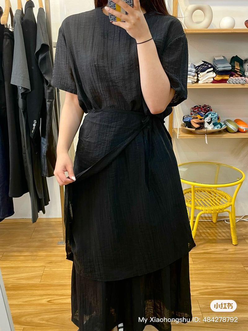Black Statement Tie-Detail Dress