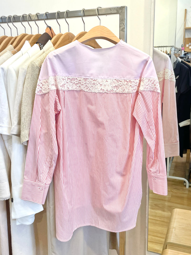 Pink Rose Twist Lace Shirt