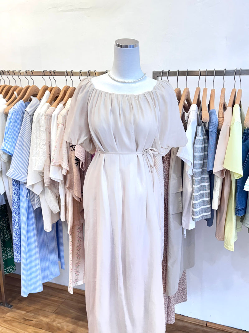 Puff Sleeve Tie-Back Dress