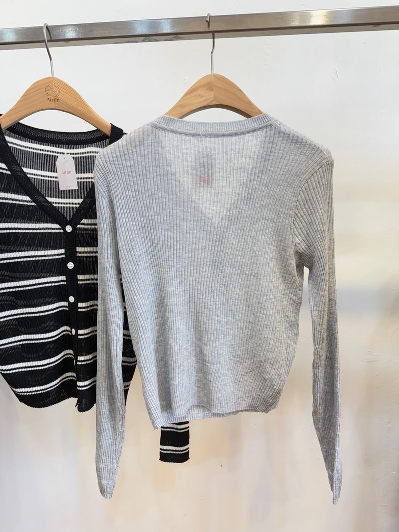 Striped and Plain Cardigan