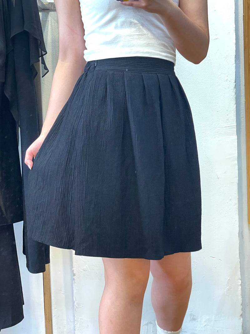 Textured Pleated A-Line Skirt