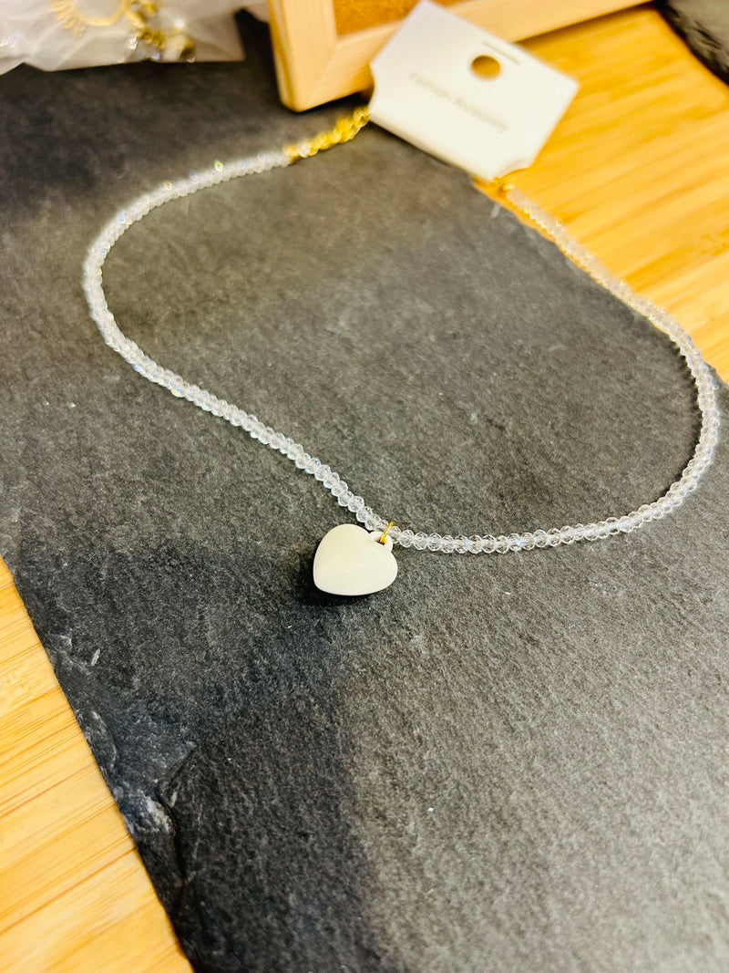 Big white heart necklace