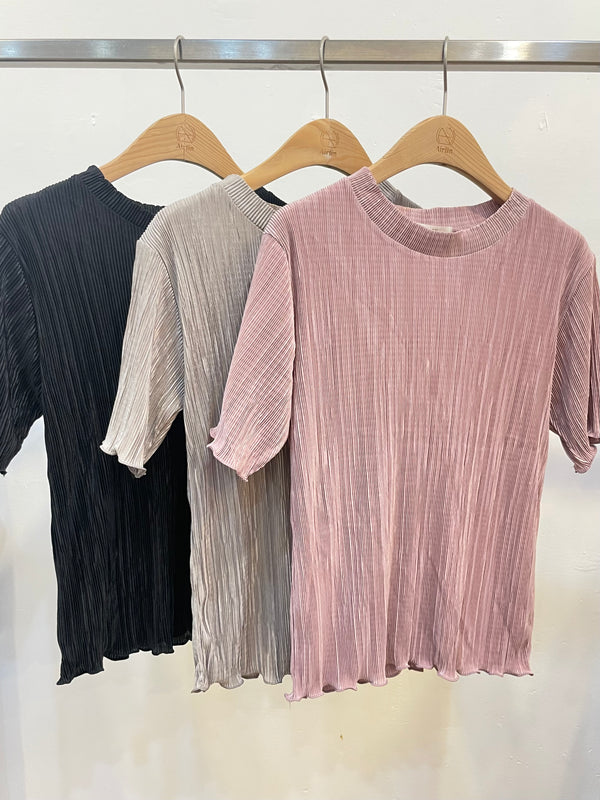 Crinkled Texture Short-Sleeved Top