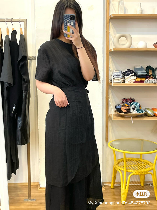 Black Statement Tie-Detail Dress