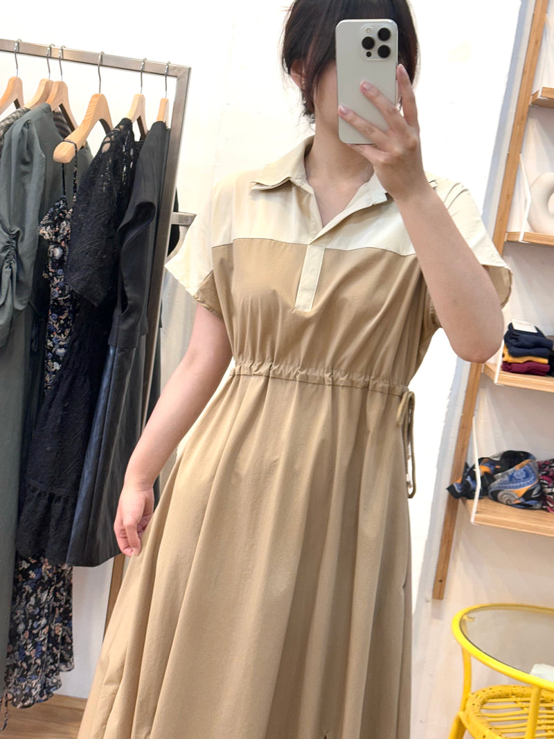 Beige Shirt Long Dress