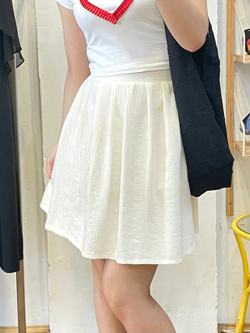 Textured Pleated A-Line Skirt