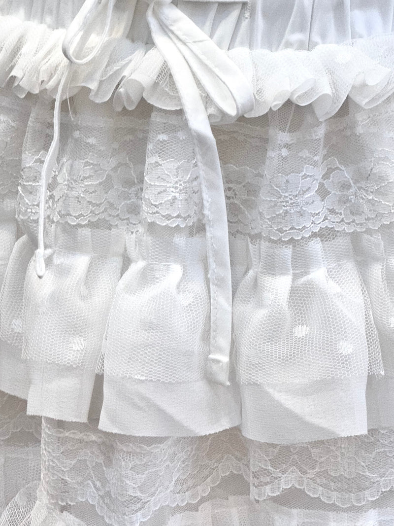 Dreamy White Lace Tiered Short Skirt