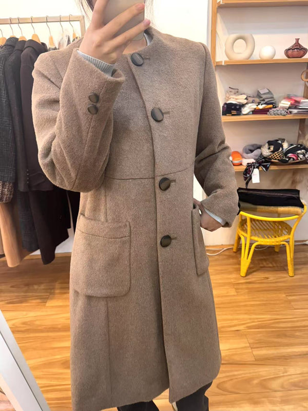Soft Brown Alpaca Wool Blended Coat