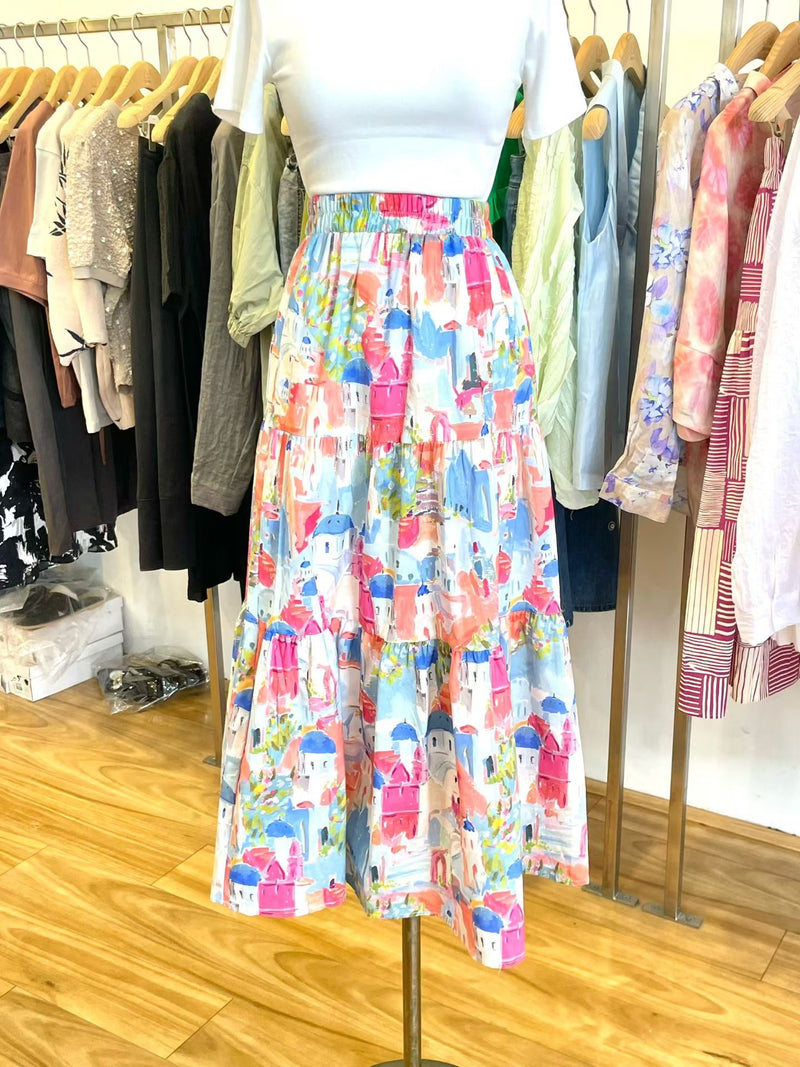 Oil Painting Print Long Skirt