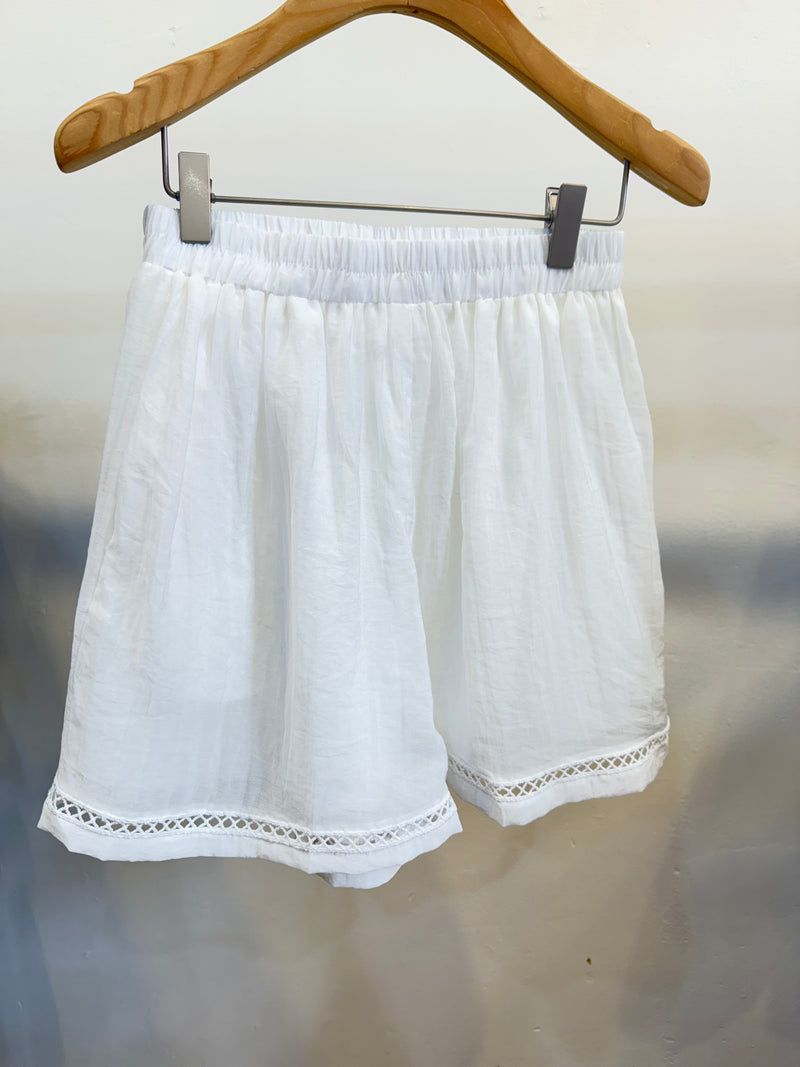 Hollow-Out Linen Shorts and T-Shirt Set
