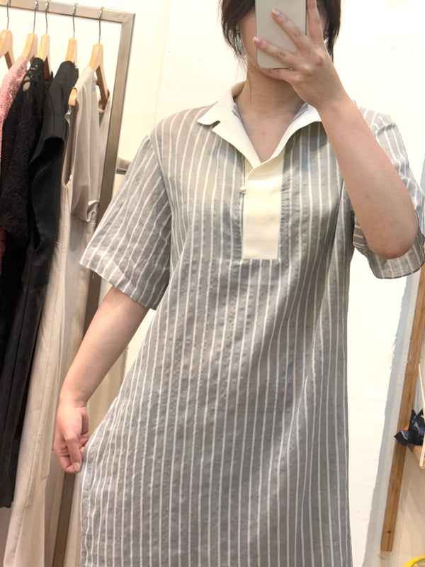 Grey Stripes Long Dress