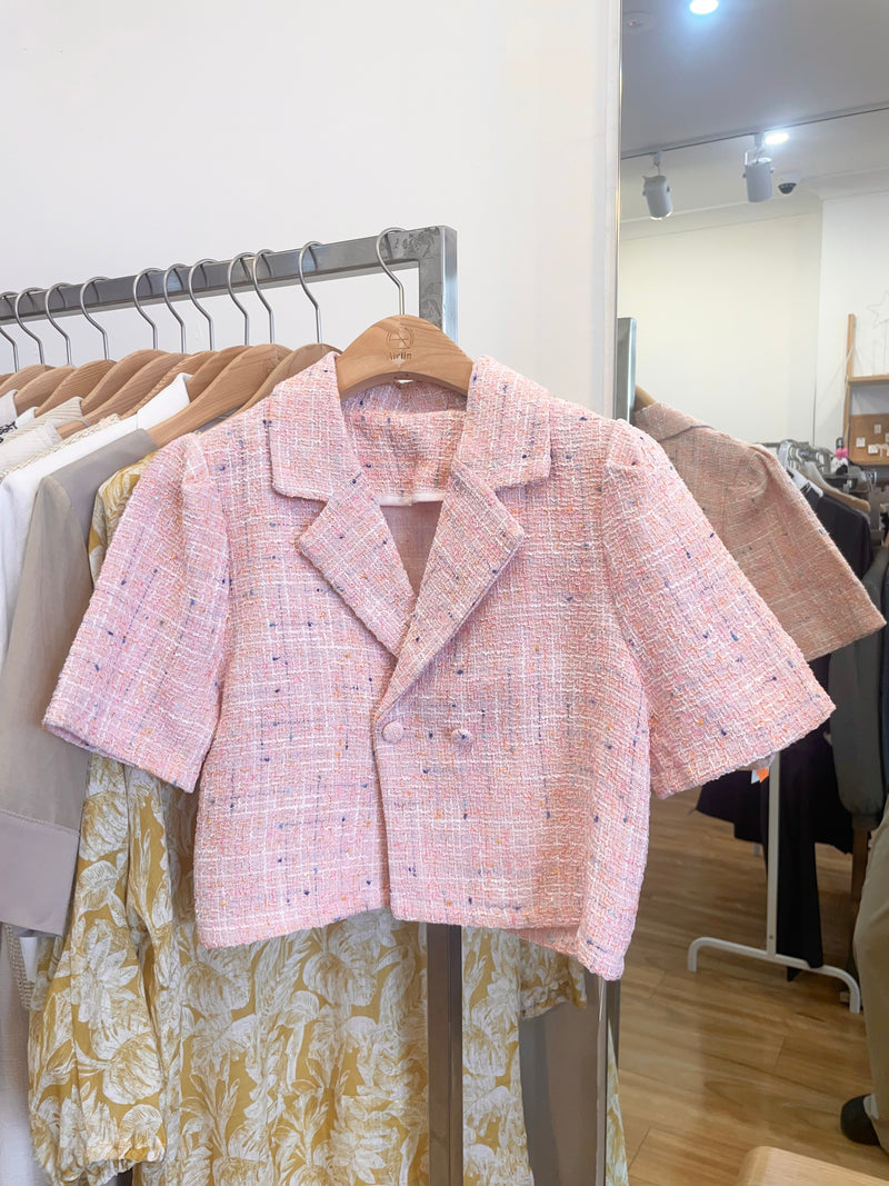 Summer Pink Candy Short Tweed Jacket