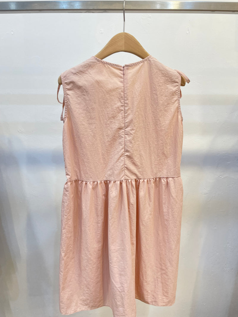 Ribbon shoulder gathered dress