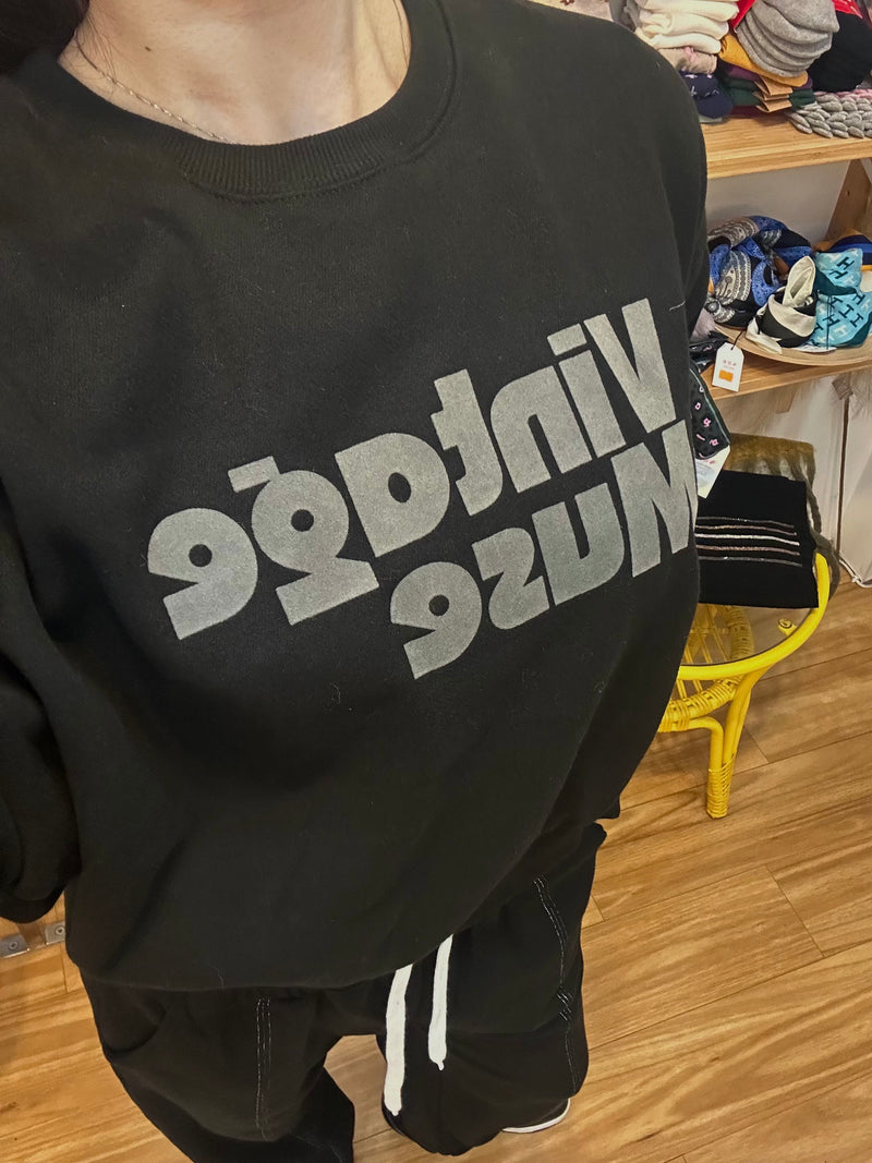 Black Fleece-Lined Sweatshirt