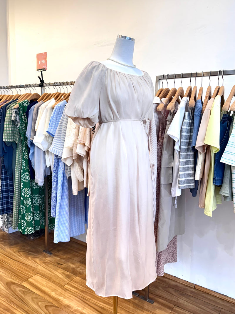 Puff Sleeve Tie-Back Dress