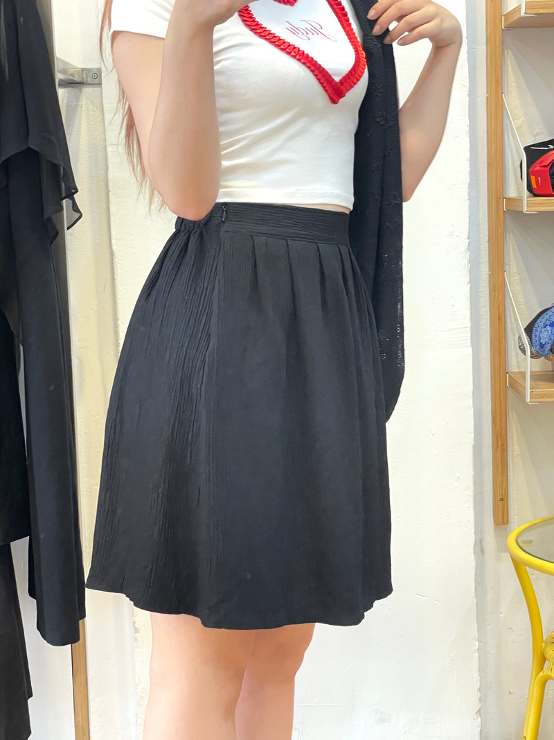 Textured Pleated A-Line Skirt