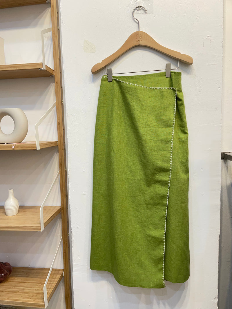 High quality linen unbalanced skirt