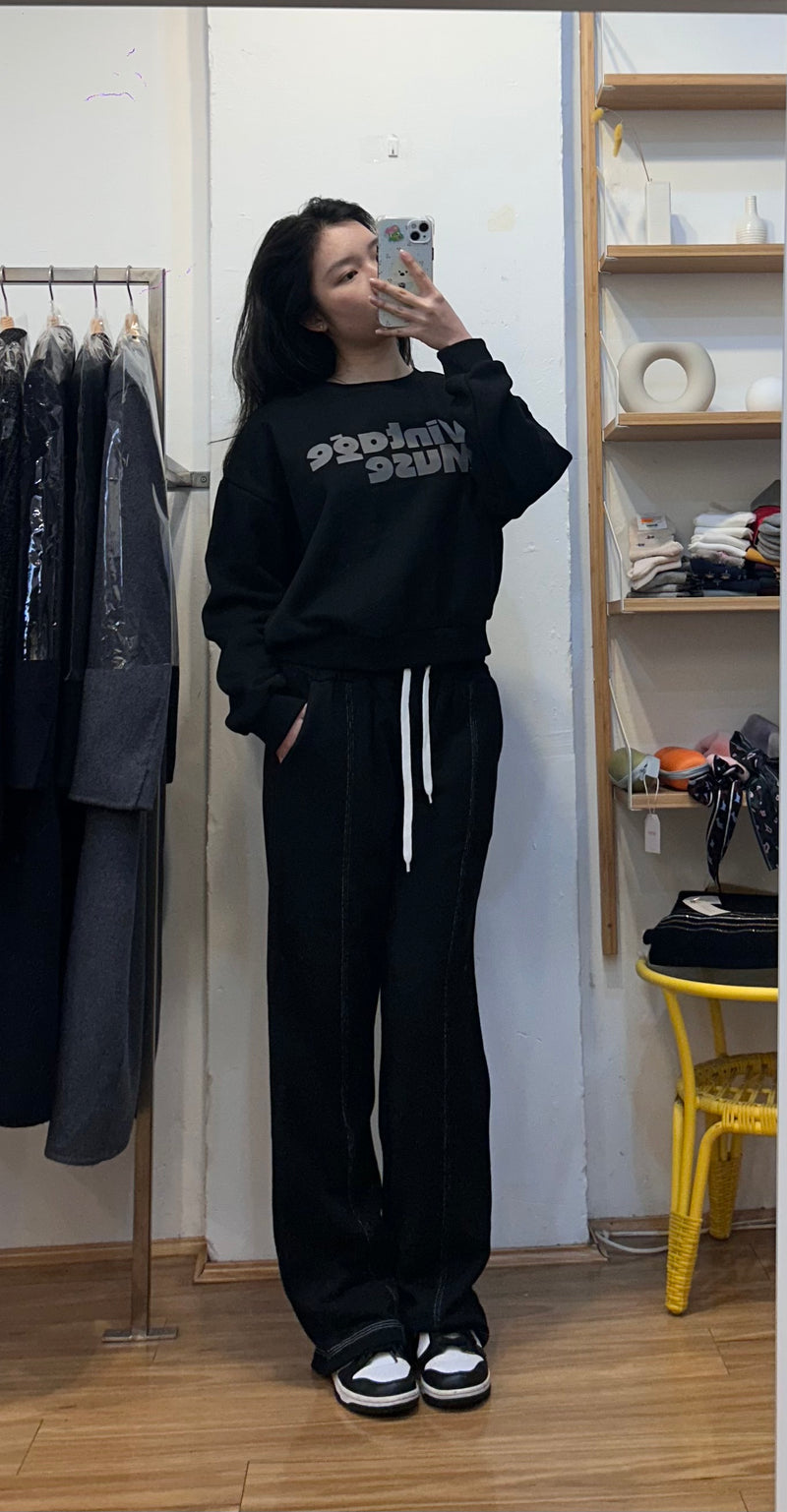 Black Fleece-Lined Sweatshirt