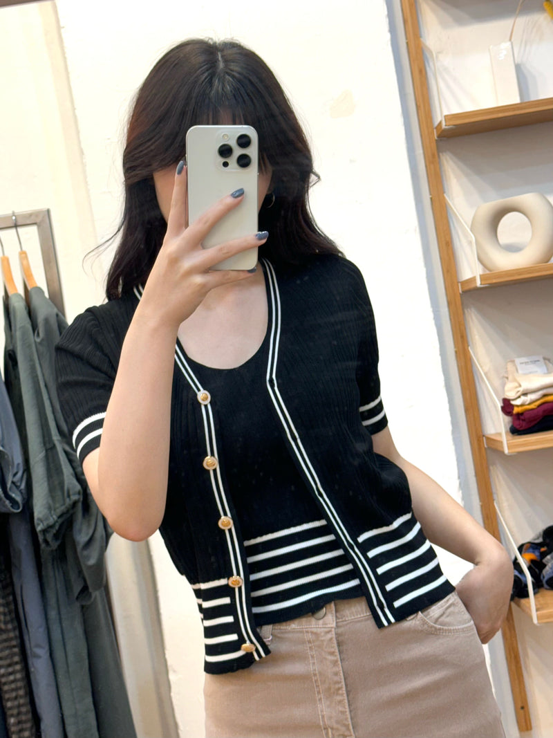 Stripe Tank Top + Cardigan Sets