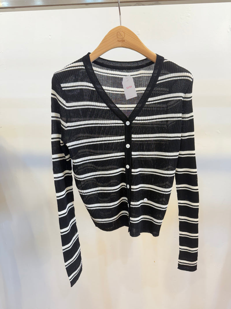 Striped and Plain Cardigan
