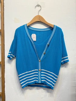 Blue Knit Set with Button