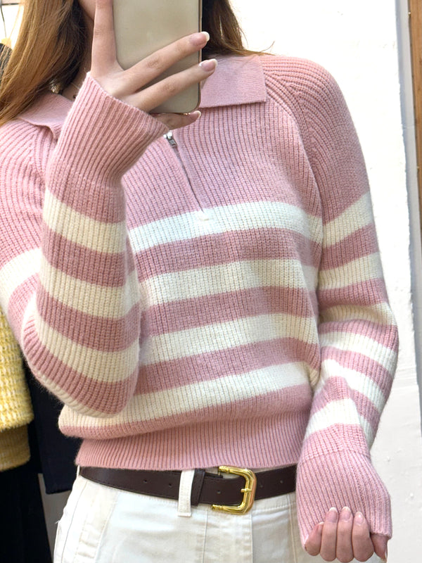 Striped pattern knit tops