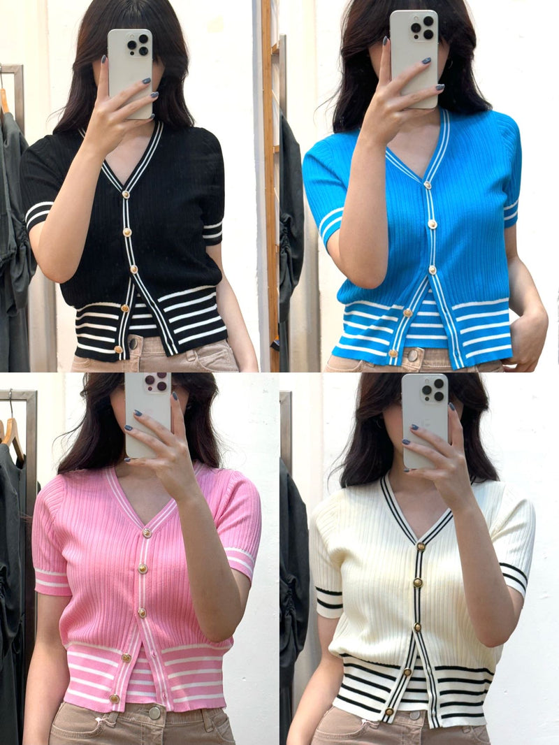 Stripe Tank Top + Cardigan Sets 4 colours