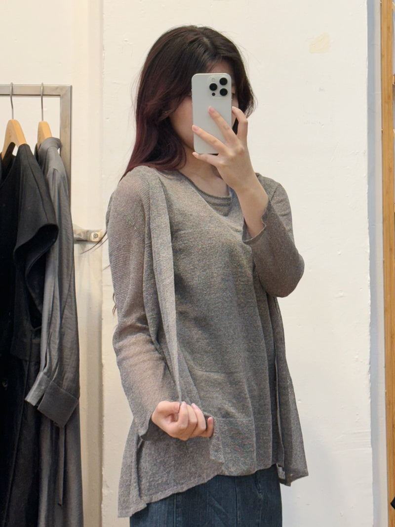 100% Linen top+cardigan