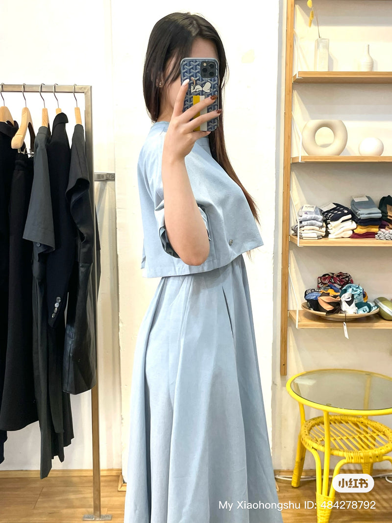 Blue Faux Two-piece Dress