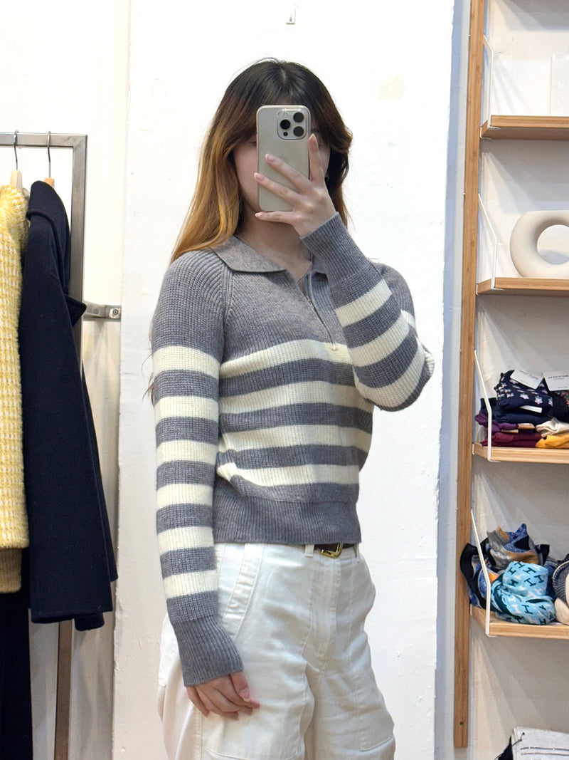 Striped pattern knit tops