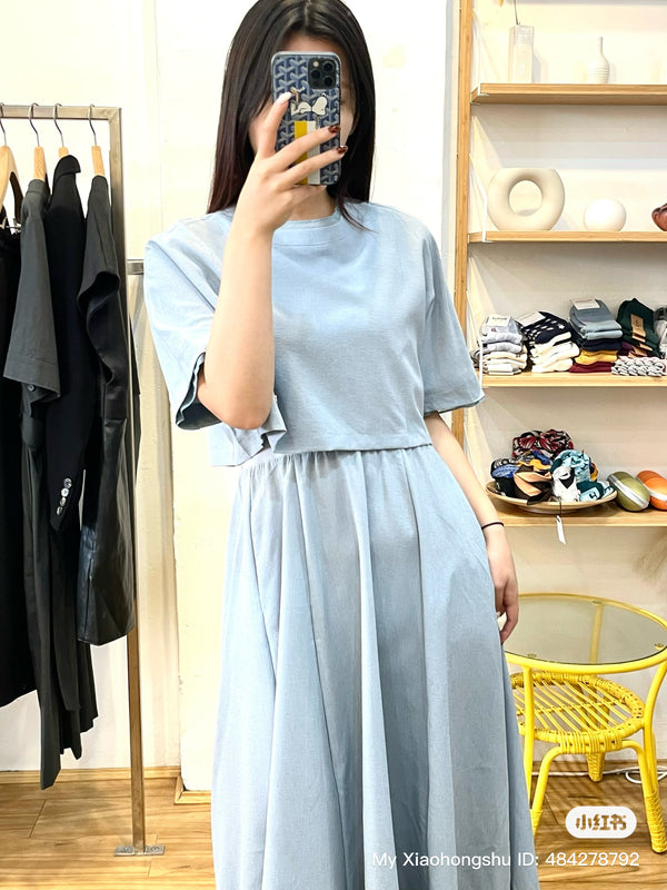 Blue Faux Two-piece Dress
