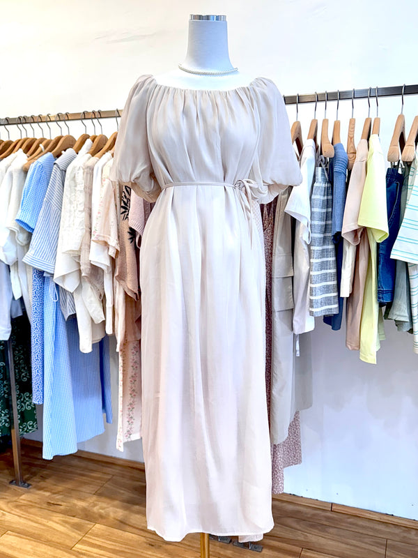 Puff Sleeve Tie-Back Dress