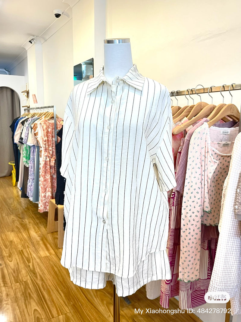 Summer stripe shirt and shorts set