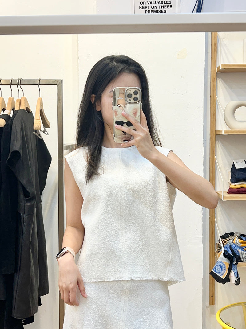 White summer sleeveless top