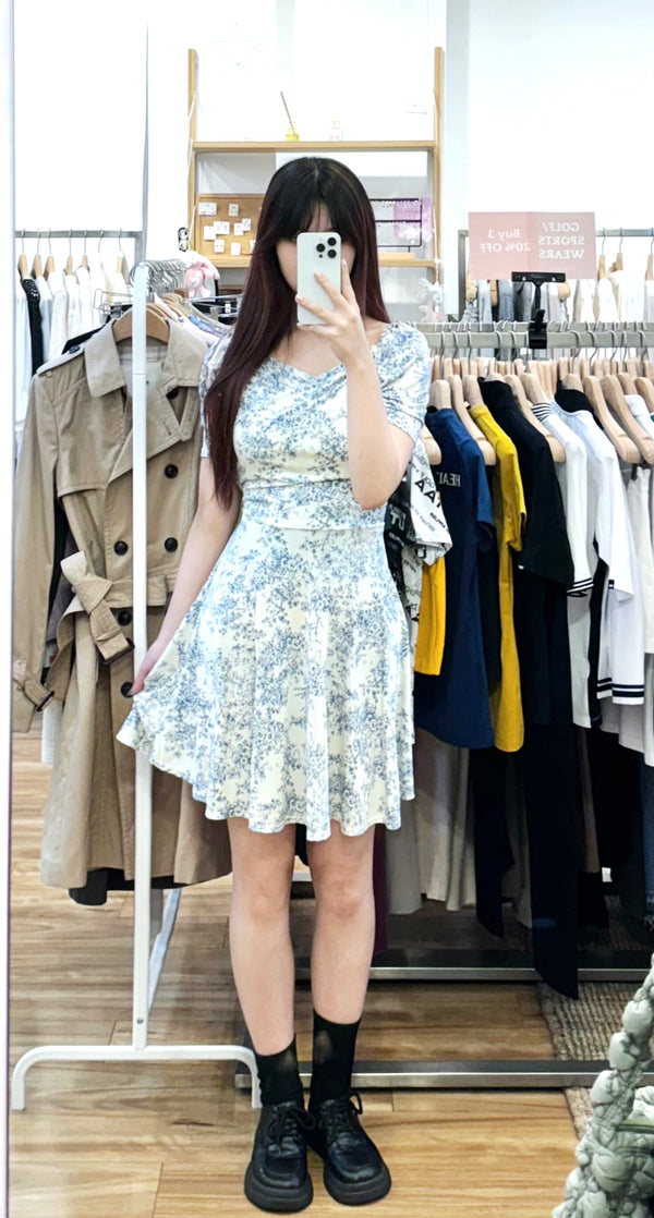 White blue floral dress