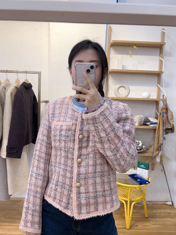 Pink tweed blazer