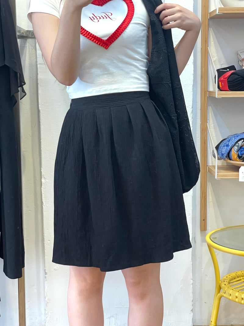 Textured Pleated A-Line Skirt