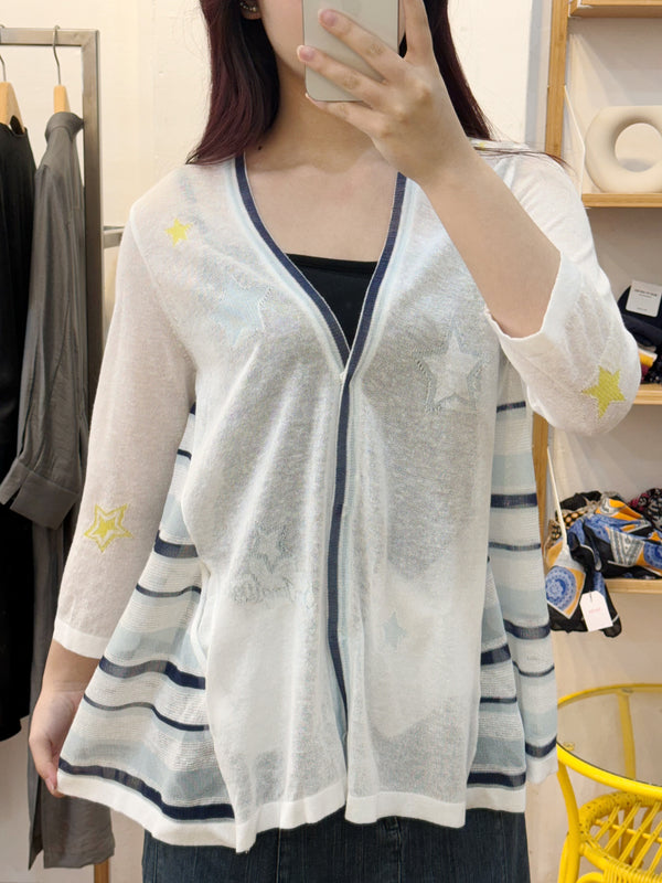 Star stripe pattern cardigan