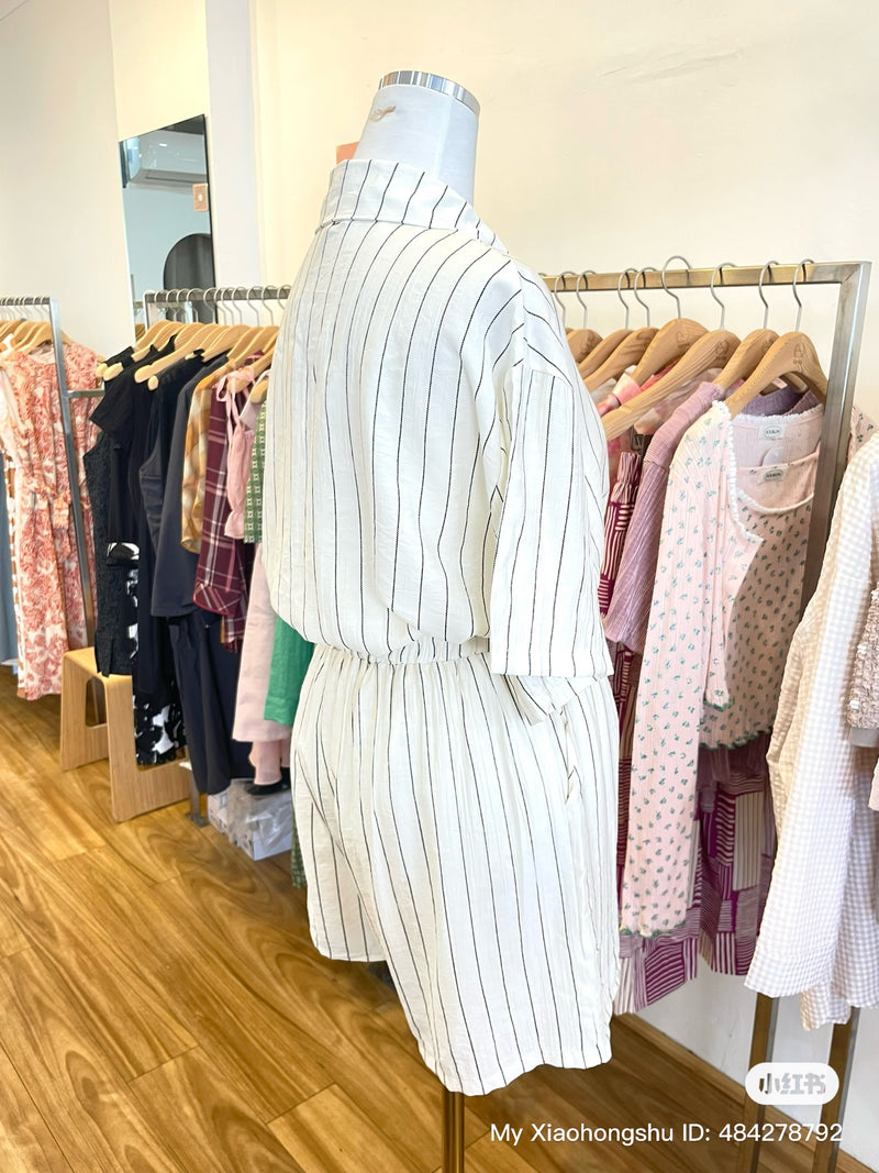 Summer stripe shirt and shorts set