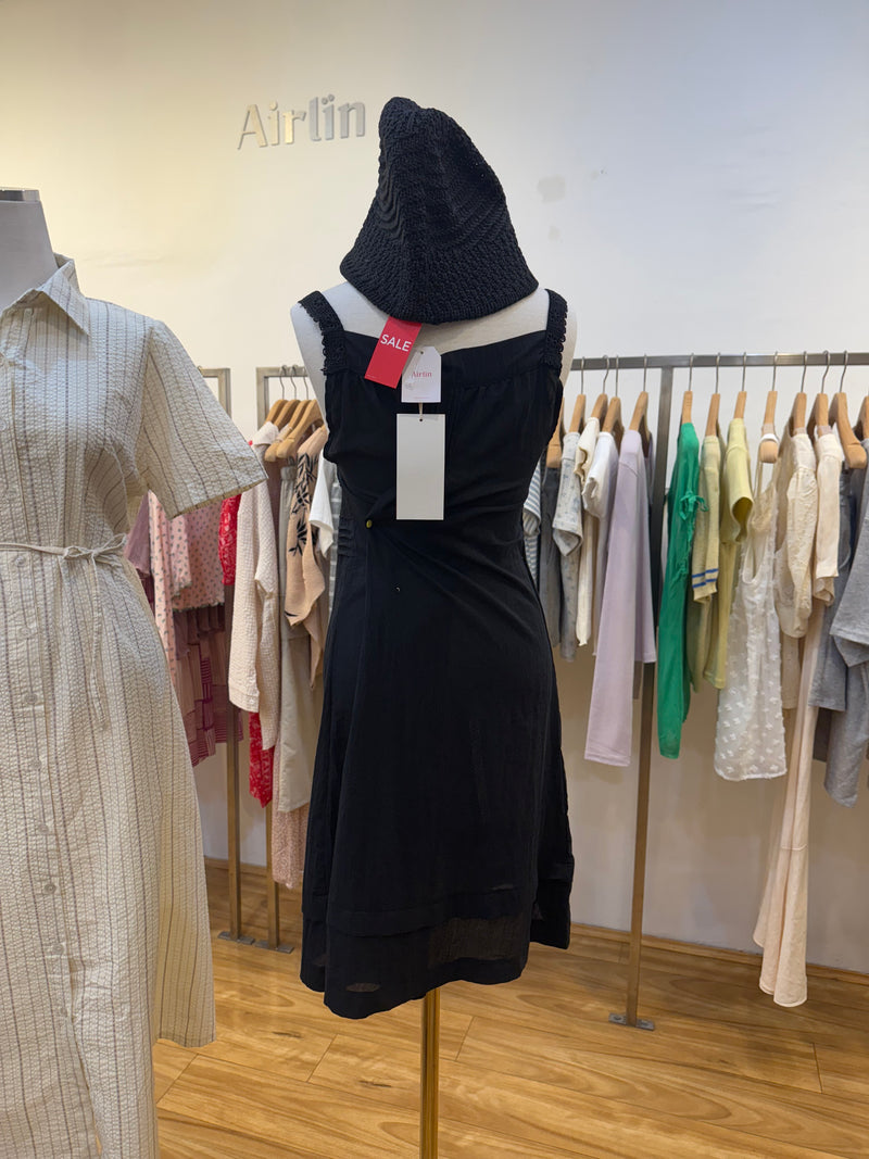 Black Lace Trim Midi Slip Dress