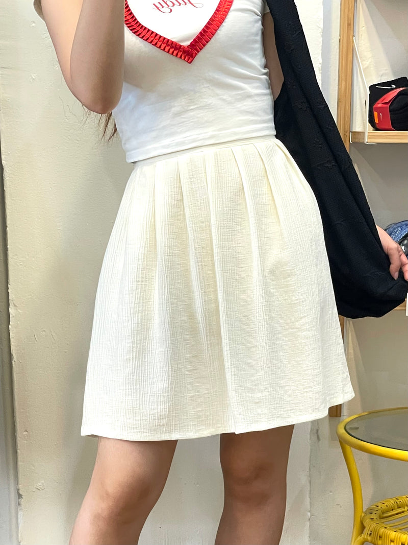 Textured Pleated A-Line Skirt
