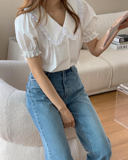 Lovely Collar puff blouse tops