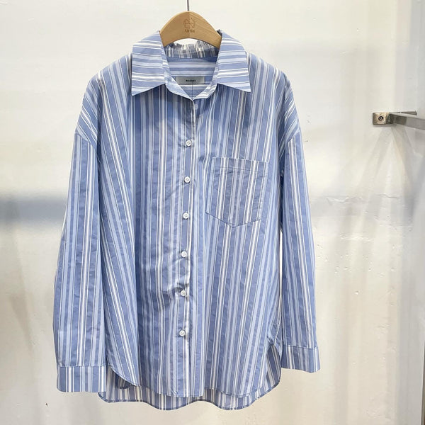 Silky cotton blended stripe shirts