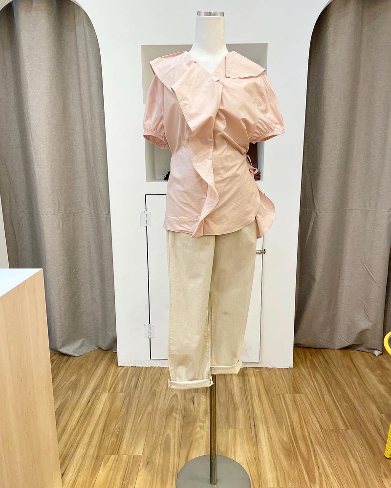 Baby Pink unbalanced blouse