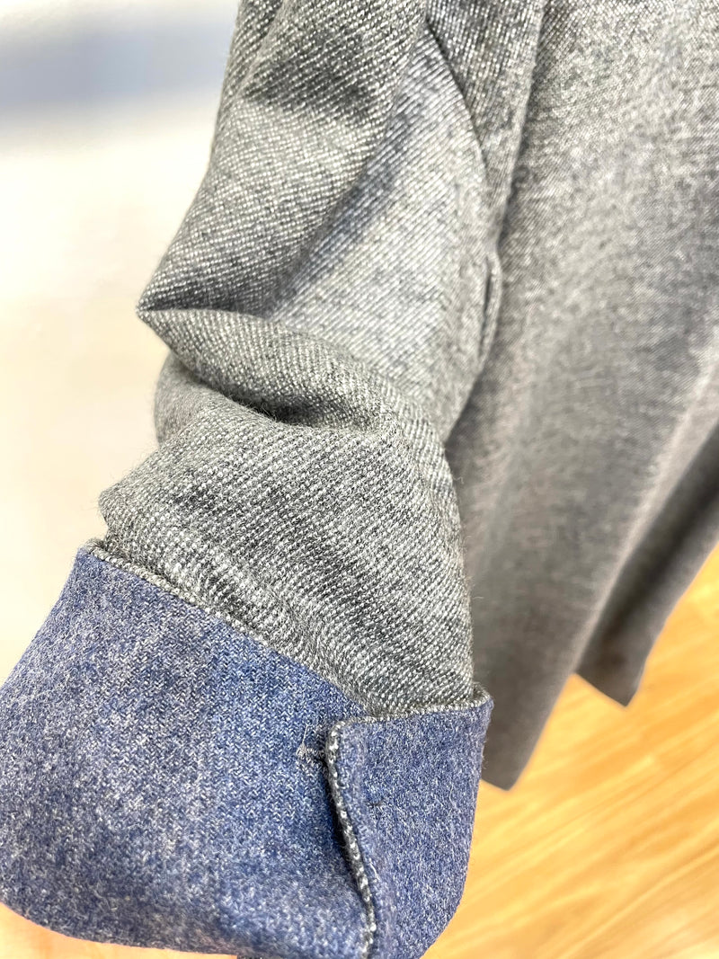 Wool leather patched pocket oversized dress